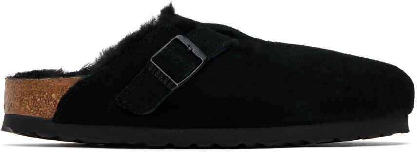 Birkenstock Black Narrow Boston Shearling Slip-On Loafers Cover