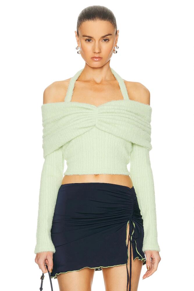 SIEDRES Ledi Off The Shoulder Ruched Top in Mint Cover