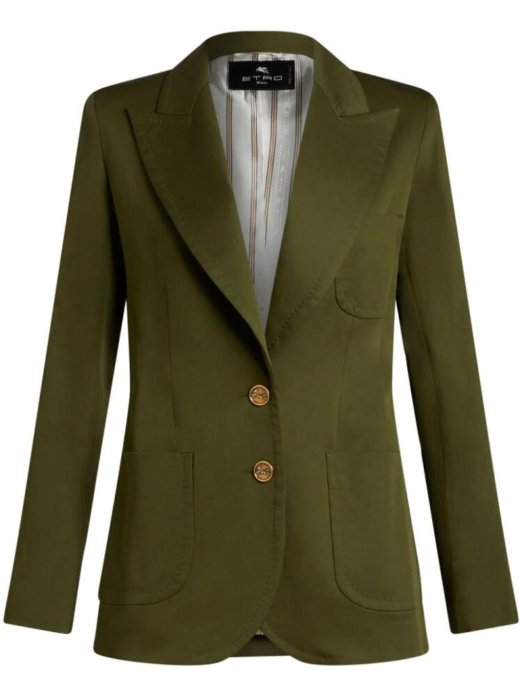 ETRO Pegaso-buttons single-breasted blazer - Green Cover