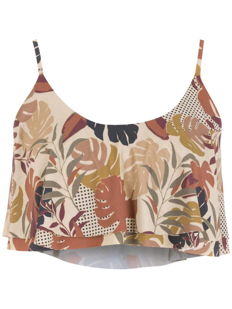 Amir Slama palm leaf print cropped top - Neutrals Cover