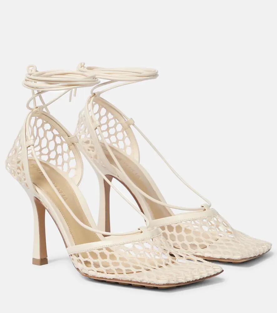 Bottega Veneta Stretch leather-trimmed mesh pumps Cover