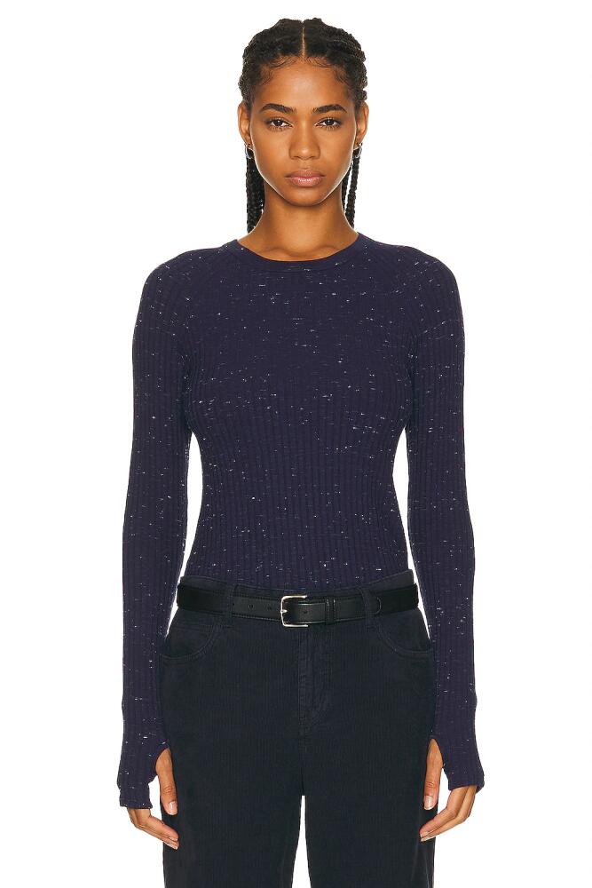 Enza Costa Long Sleeve Baseball Crewneck Top in Navy Cover