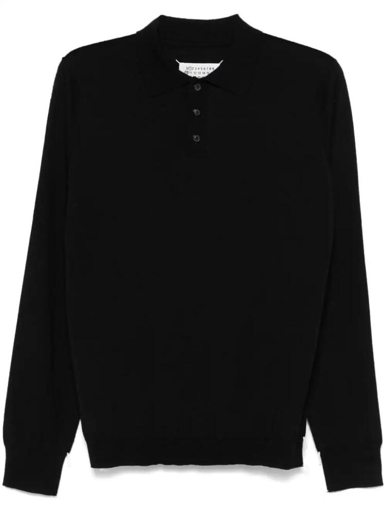 Maison Margiela fine-knit polo shirt - Black Cover