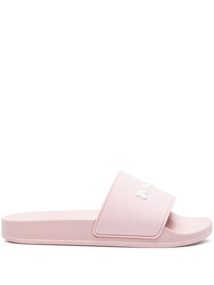 Palm Angels logo-embossed flat slides - Pink Cover