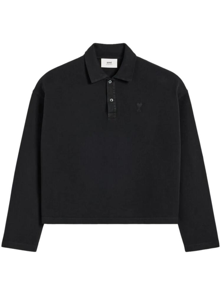 AMI Paris Ami De Coeur long-sleeved polo shirt - Black Cover