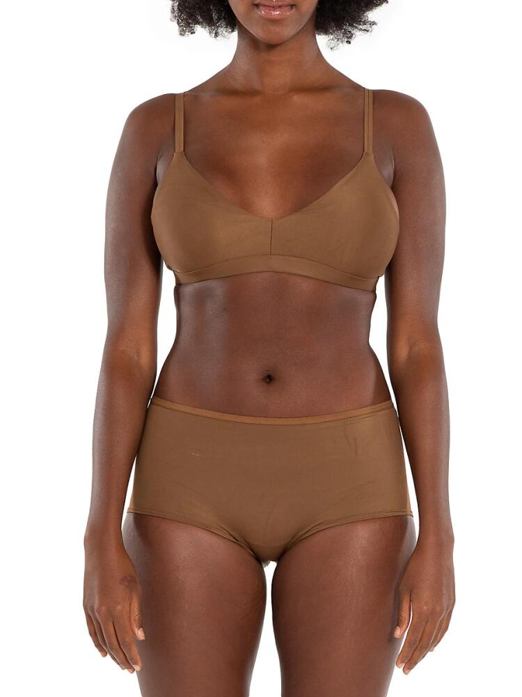 Nude Barre Women's Solid Wireless Bralette - 3PM Brown Cover