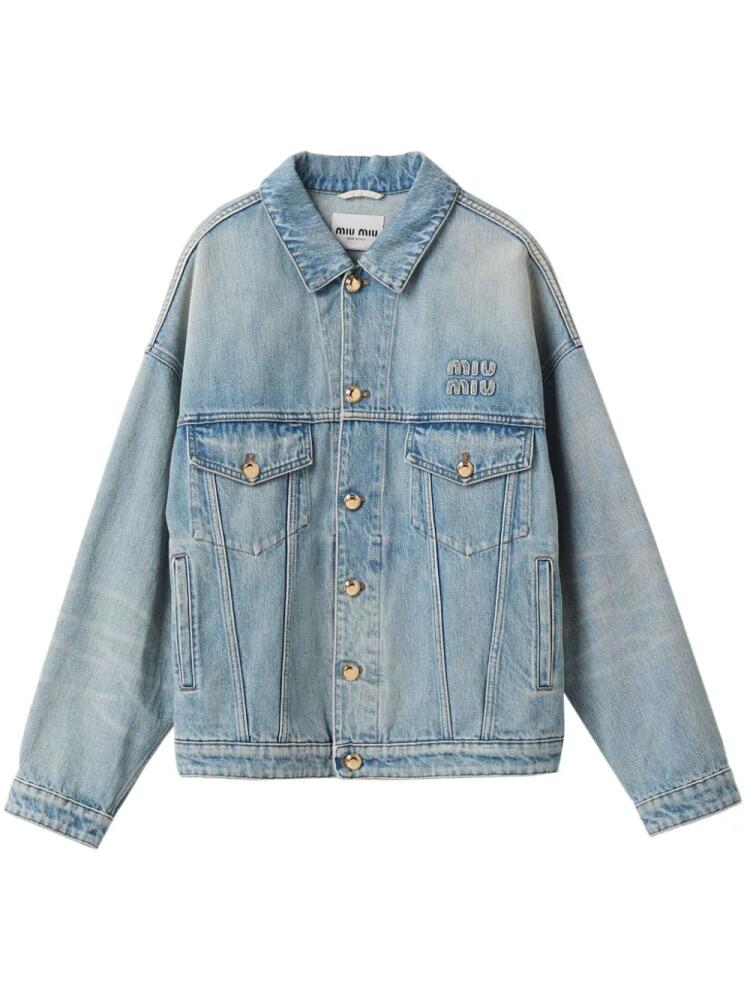 Miu Miu logo-appliqué denim jacket - Blue Cover