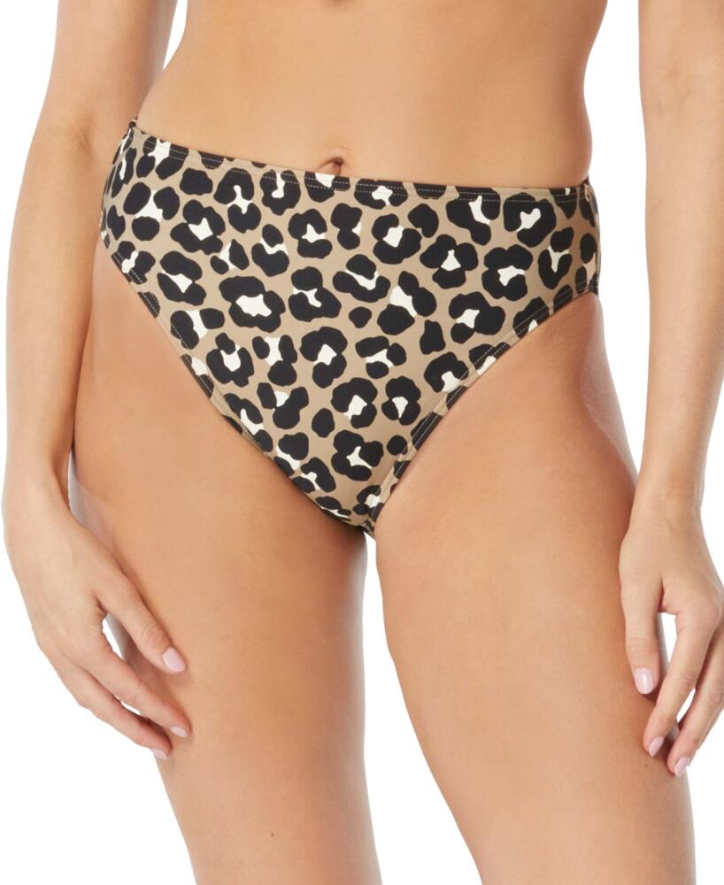 Michael Michael Kors Women's Leopard-Print High-Waisted Bikini Bottoms - Black Cover