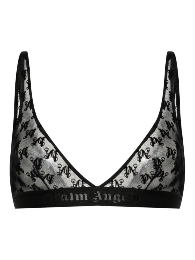 Palm Angels logo-jacquard lace bra - Black Cover