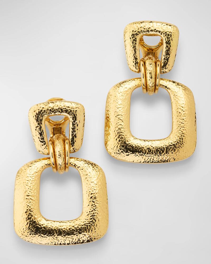 David Webb 18k Hammered Gold Hoop Earrings Cover