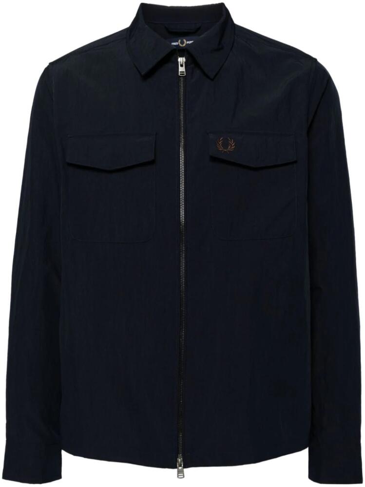 Fred Perry textured zip-through overshirt - Blue Cover