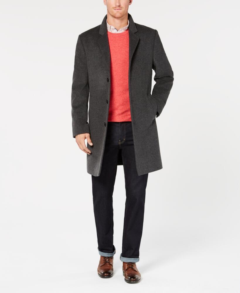 Michael Kors Men's Madison Wool Blend Modern-Fit Overcoat - Dark Grey Heather Cover