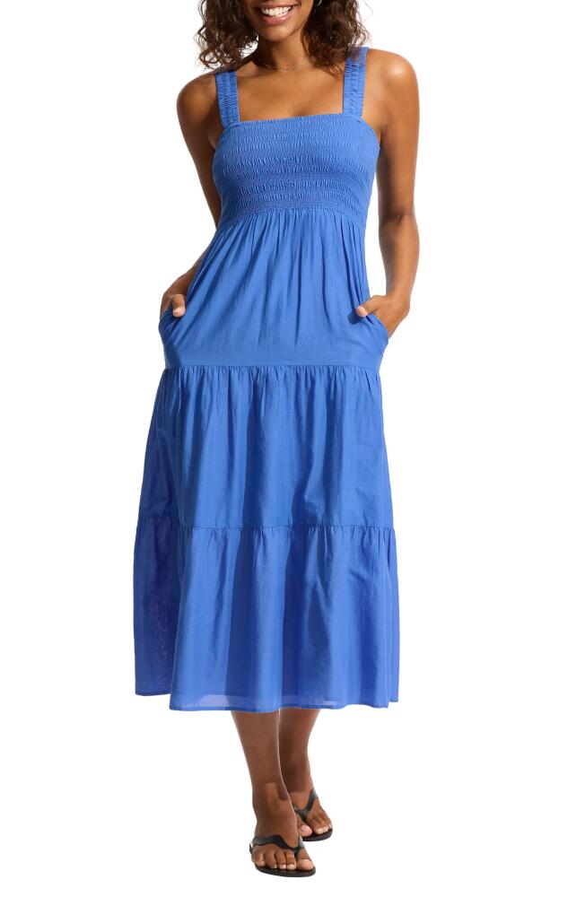 Seafolly Faithful Cover-Up Midi Sundress in Azure Cover