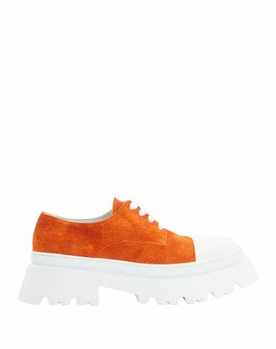 8 By Yoox Suede And Rubber Cap-toe Lace-ups Woman Lace-up shoes Orange Goat skin Cover