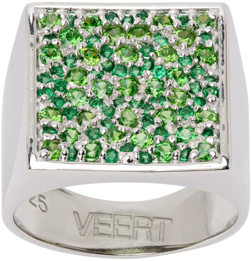 VEERT Green & White Gold 'The Multi Square Signet' Ring Cover