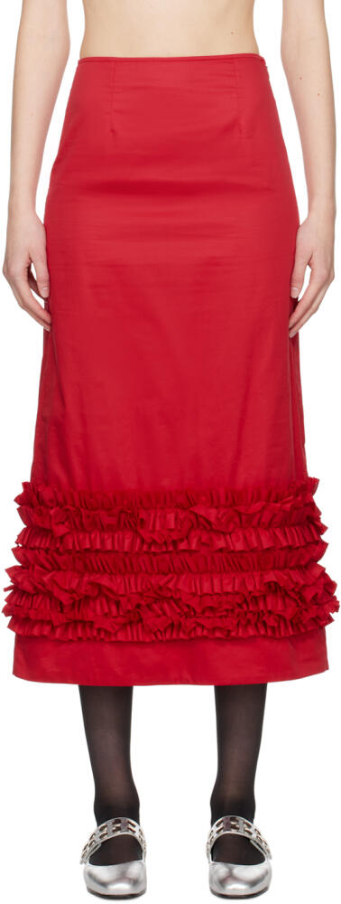 Molly Goddard Red Delia Midi Skirt Cover