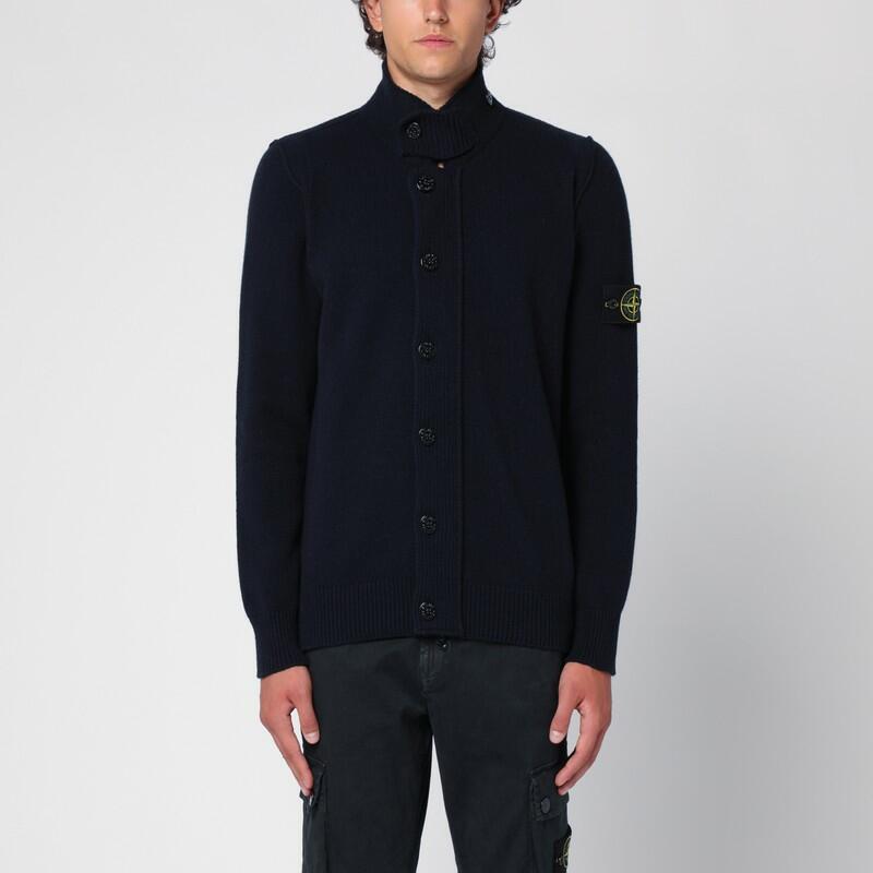 Stone Island Navy blue wool cardigan Cover