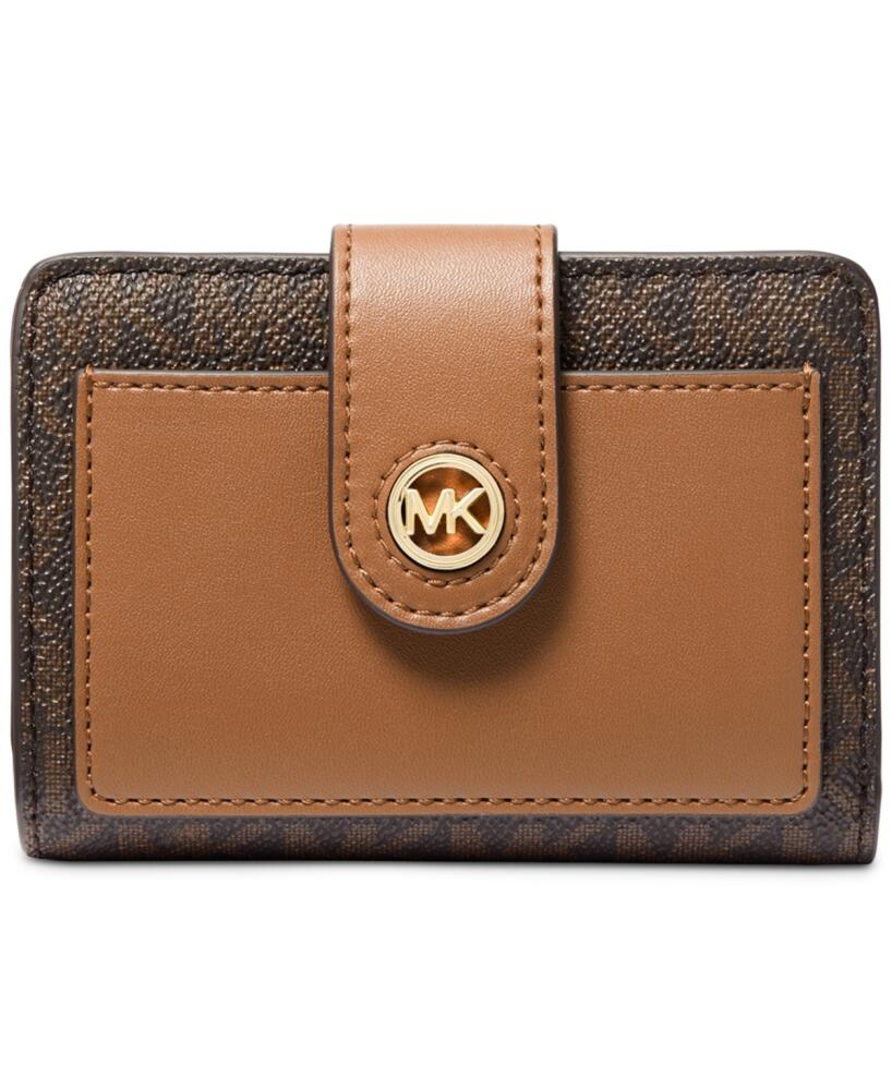 Michael Michael Kors Charm Small Tab Compact Pocket Wallet - Brown/acorn Cover