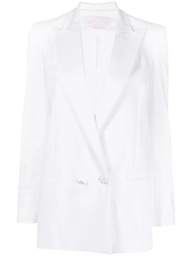 Genny peak-lapels double-breasted blazer - White Cover