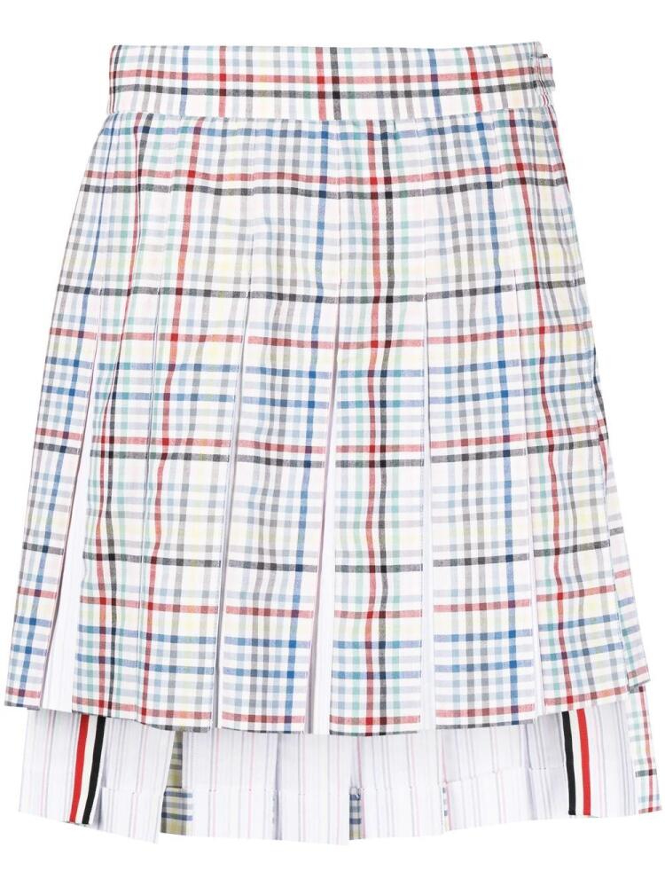 Thom Browne check-print pleated miniskirt - White Cover