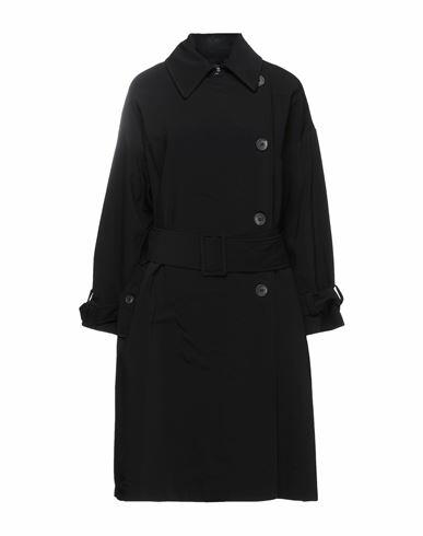 Ottod'ame Woman Overcoat & Trench Coat Black Viscose, Acetate, Elastane Cover