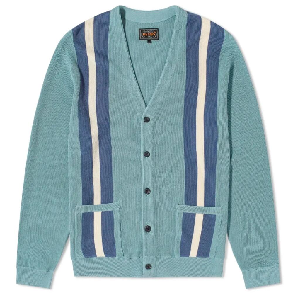 Beams Plus Men's Stripe Cardigan in Sax Cover