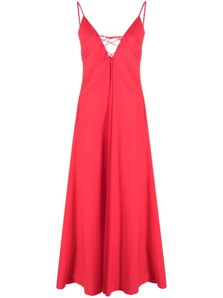 Forte Forte lace-up A-line maxi dress - Red Cover