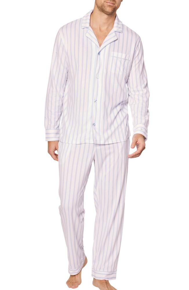 Petite Plume Luxe Stripe Pima Cotton Pajamas in White Cover