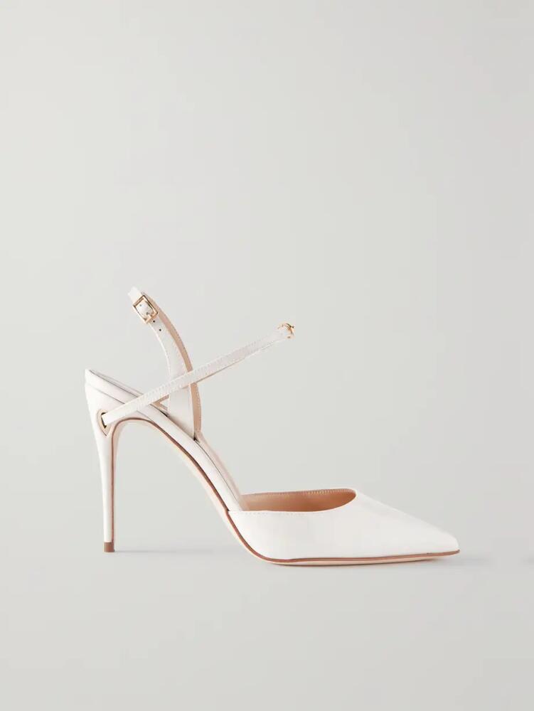 Jennifer Chamandi - Vittorio 105 Leather Slingback Pumps - Off-white Cover