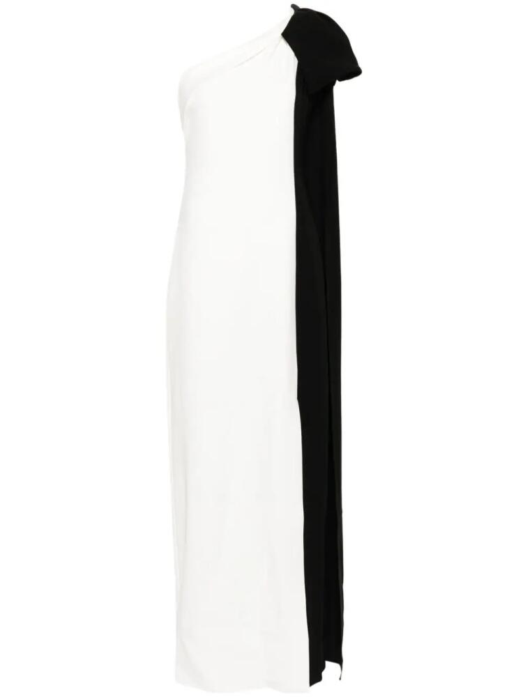 Roland Mouret asymmetric stretch-cady bow maxi dress - White Cover