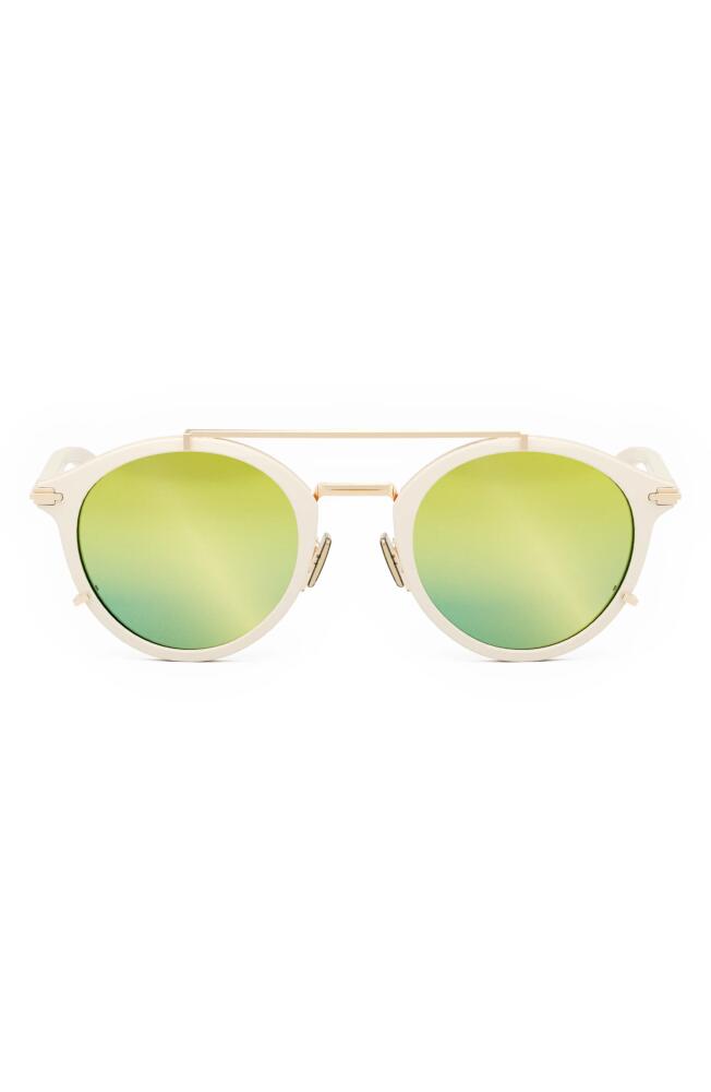 'DiorBlackSuit R7U 50mm Round Sunglasses in Ivory /Green Mirror Cover