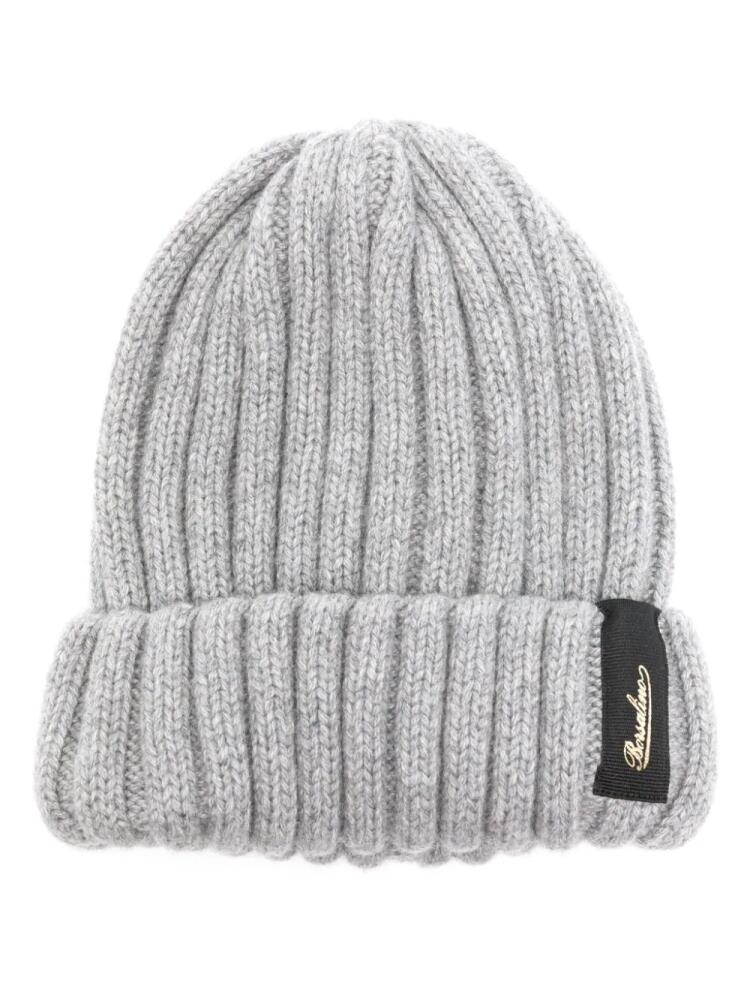 Borsalino logo-patch ribbed beanie - Grey Cover