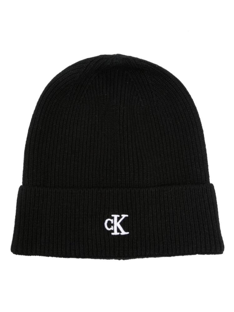 Calvin Klein Jeans logo-embroidery beanie - Black Cover