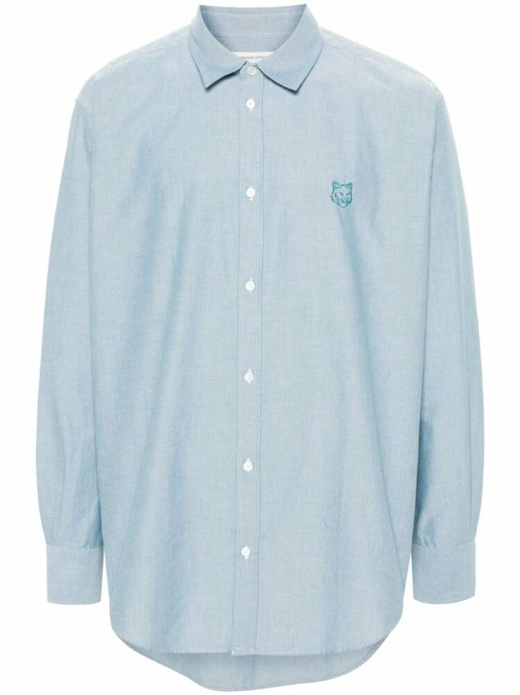 Maison Kitsuné Contour Fox Head-embroidery cotton shirt - Blue Cover