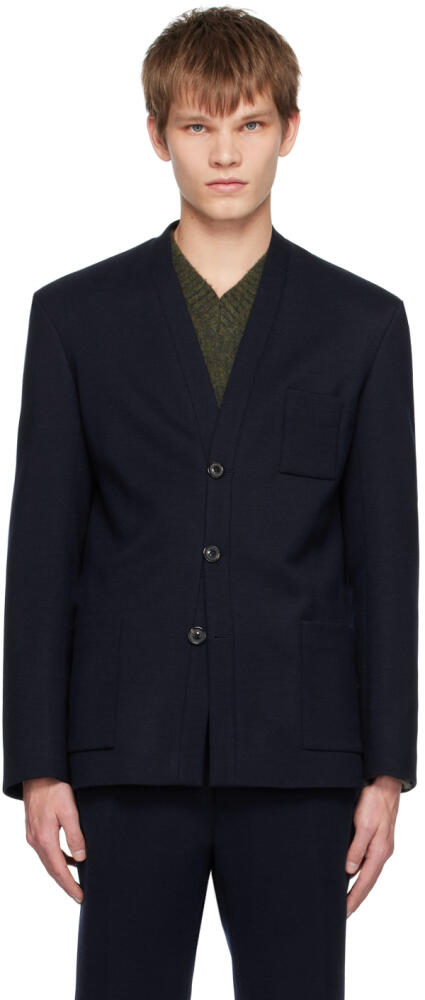 Maison Margiela Navy Y-Neck Blazer Cover