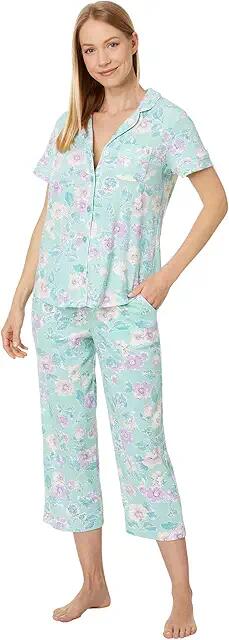 Karen Neuburger Short Sleeve Girlfriend Capri PJ Set with Lace Detail (Siesta Floral) Women's Pajama Sets Cover