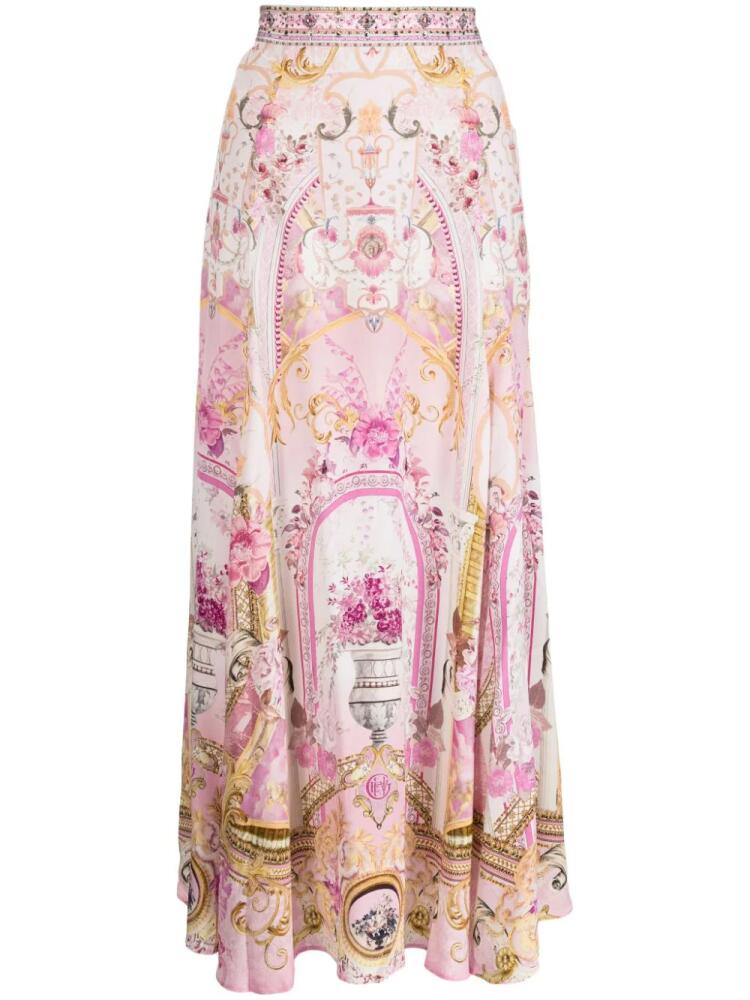 Camilla floral-print silk maxi skirt - Pink Cover