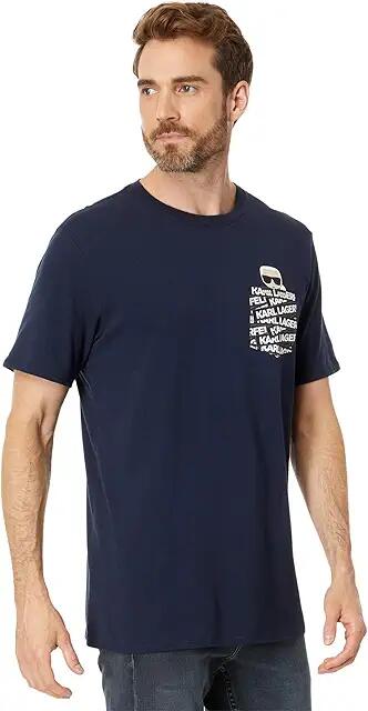 Karl Lagerfeld Paris Faux Pocket Karl Tape Logo T-Shirt (Navy) Men's Clothing Cover