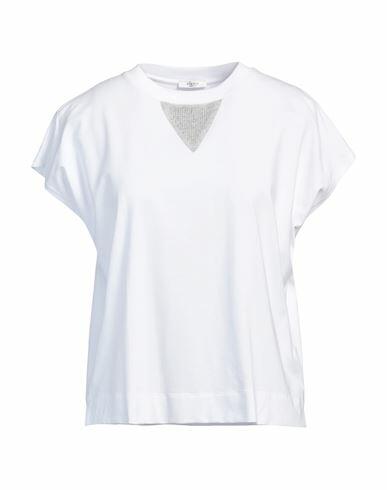 Peserico Woman T-shirt White Cotton, Elastane, Metallic fiber, Merino Wool, Cashmere Cover