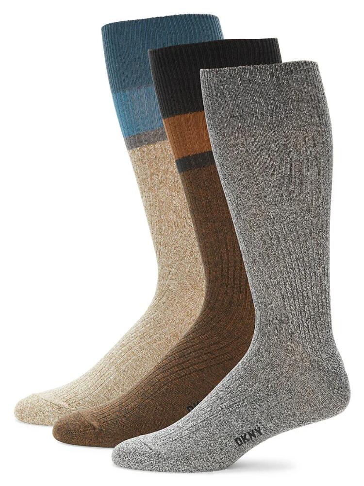 DKNY Men's 3-Pack Marled Crew Socks - Black Cover