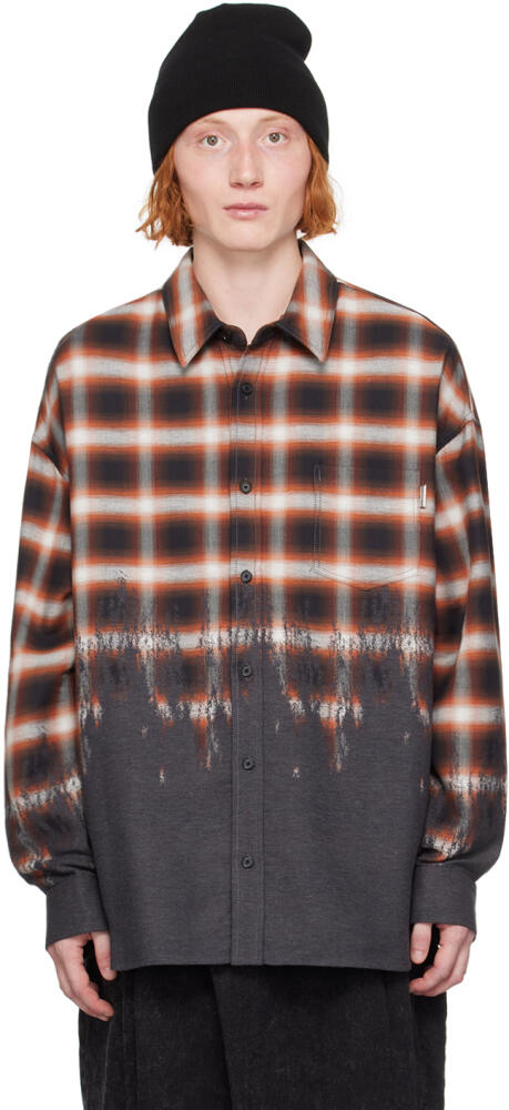 Juun.J Brown Border Check Shirt Cover