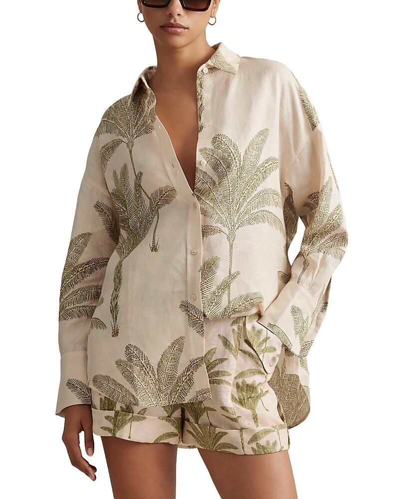 Reiss Oskia Printed Linen Shirt Cover