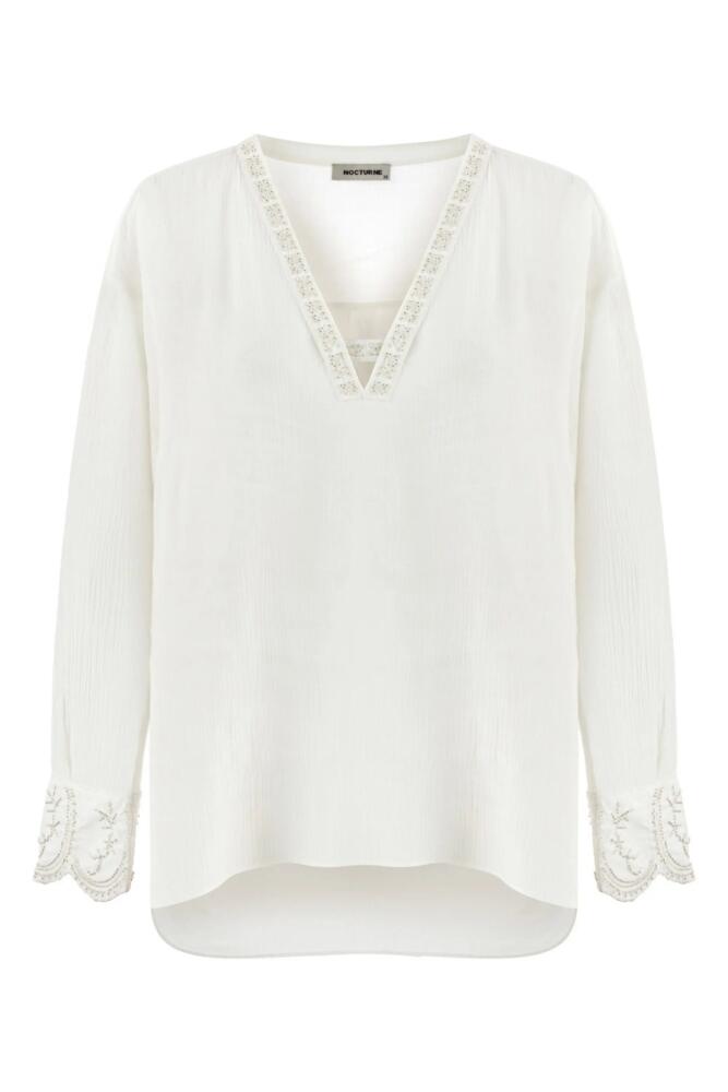 Nocturne Stone Embroidered Blouse in White Cover