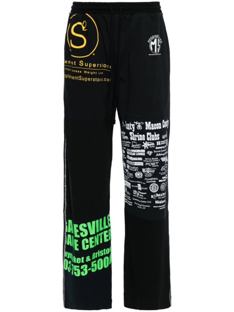 Marine Serre mix-print cotton track pants - Black Cover