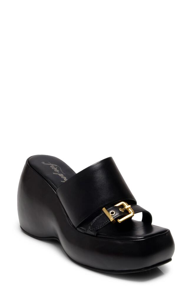 Free People Mila Wedge Slide Sandal in Black Cover