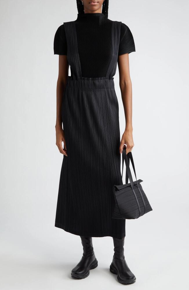 Pleats Please Issey Miyake Thicker Bottoms Pleated Crop Overall Skirt in Black Cover