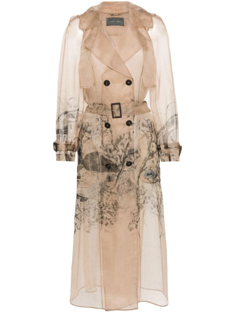 Alberta Ferretti sheer silk trench coat - Neutrals Cover