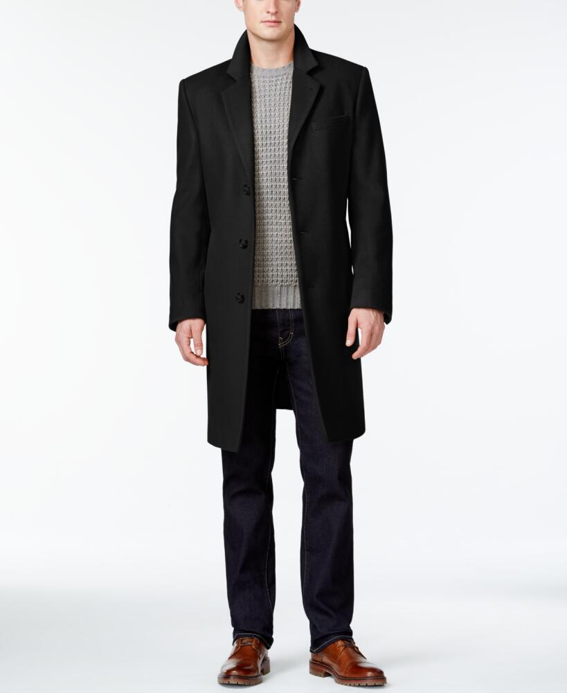 Michael Kors Men's Madison Wool Blend Modern-Fit Overcoat - Black Cover