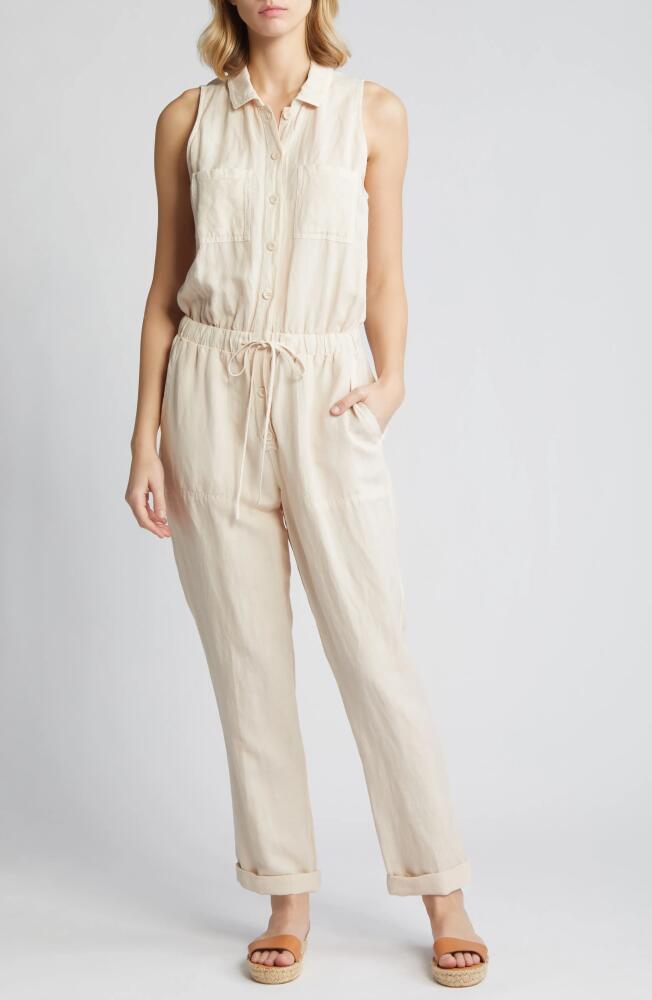 Bella Dahl Sunday Sleeveless Pocket Jumpsuit in Sand Khaki Cover