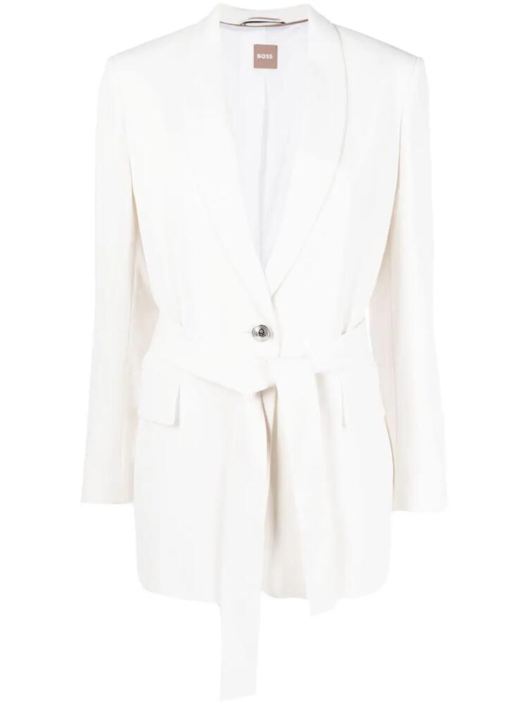 BOSS single-breasted belted blazer - White Cover